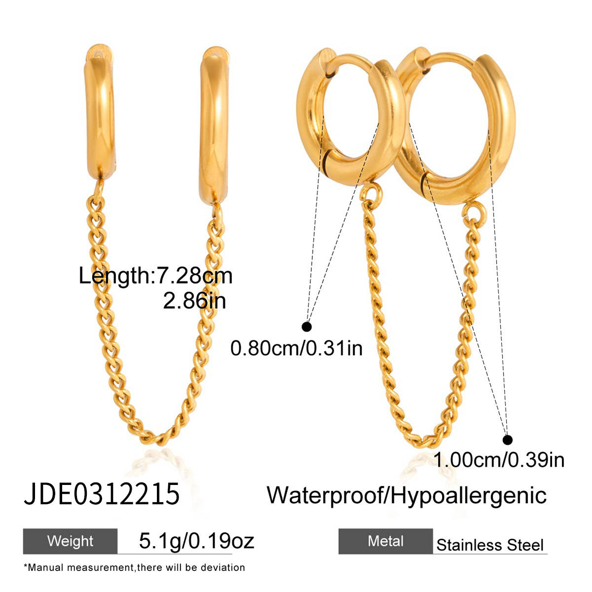 Elegant Geometric Stainless Steel Tassel Drop Earrings for Women