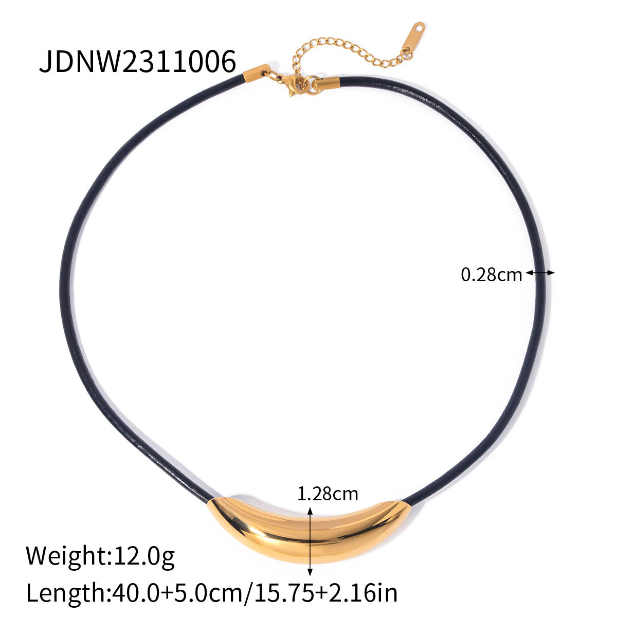 Trendy Ins Style 18K Gold Plated Stainless Steel Curved Tube Circle Pendant Necklace Unisex