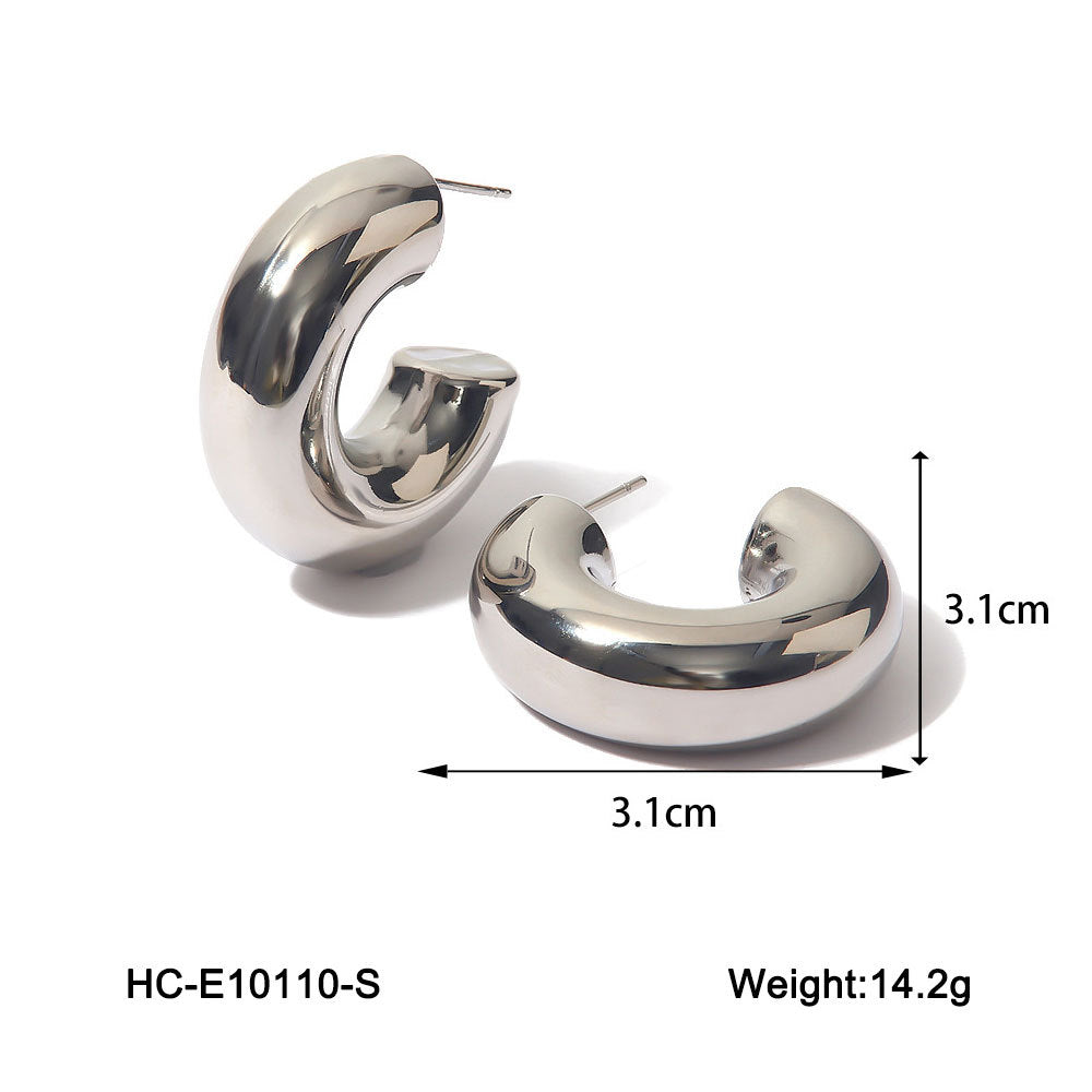 Geometric Hollow Stainless Steel Earrings with 18K Gold Plating for Women Hypoallergenic Fashion Jewelry
