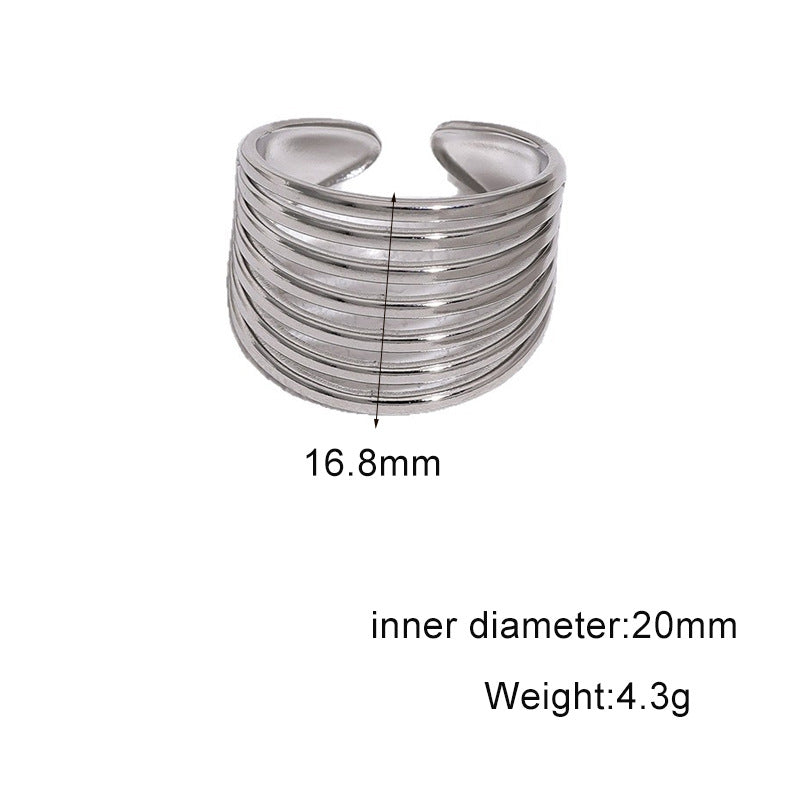 Minimalist Luxury 18K Gold Plated Round Geometric Stainless Steel Open Ring for Women