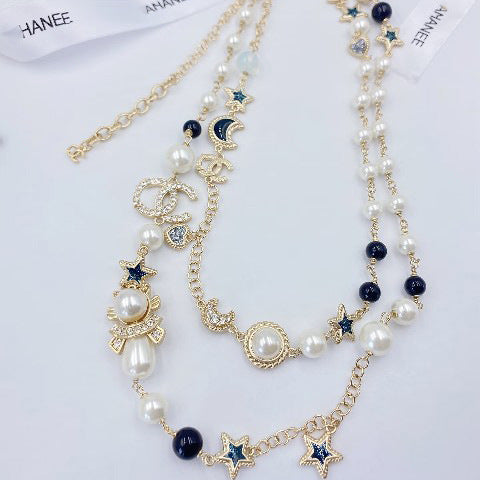 Luxury Elegant Gold Plated Brass Double C Letter Enamel Pearl Bracelet for Women