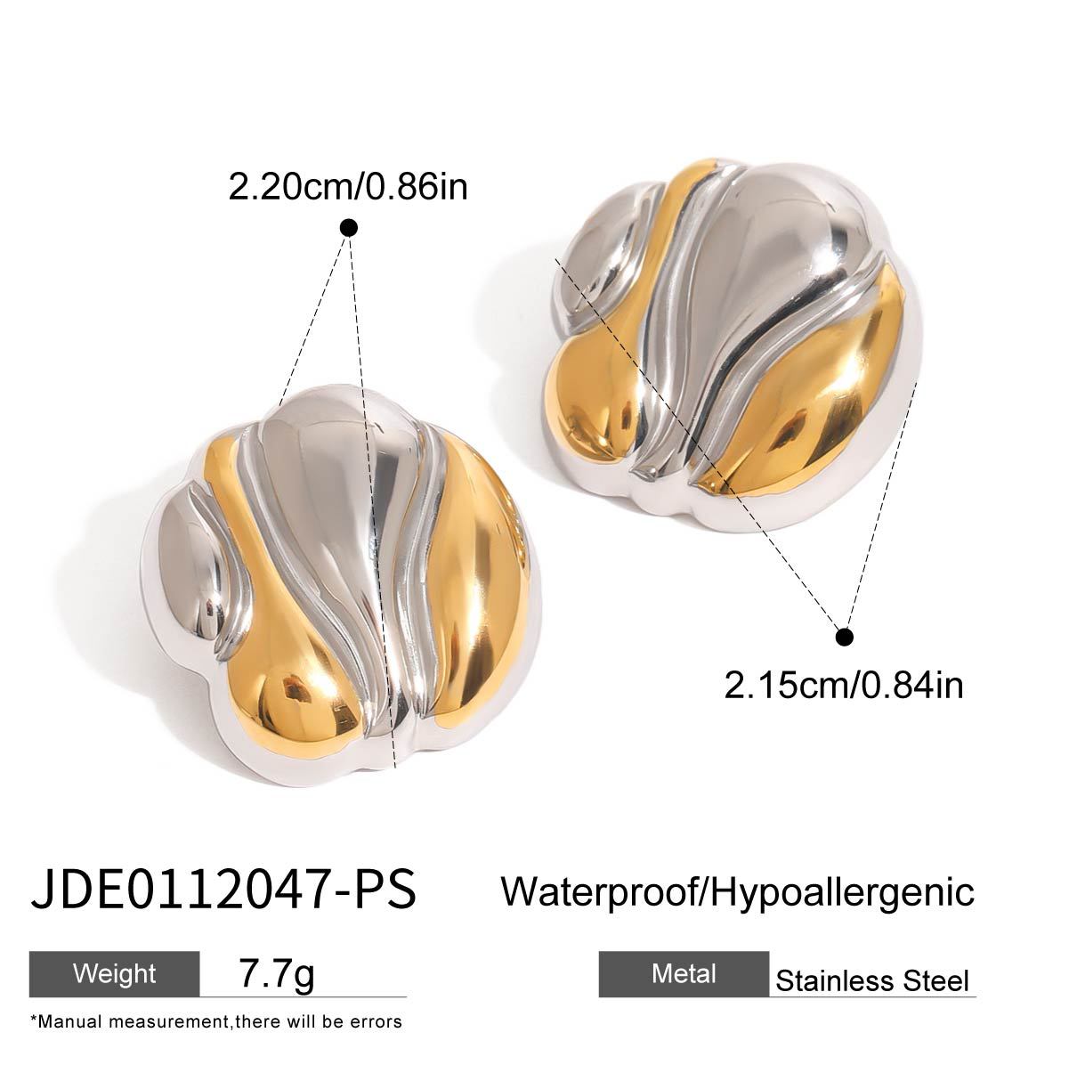 Luxury Elegant 18K Gold Plated Geometric Square Titanium Steel Stud Earrings for Women