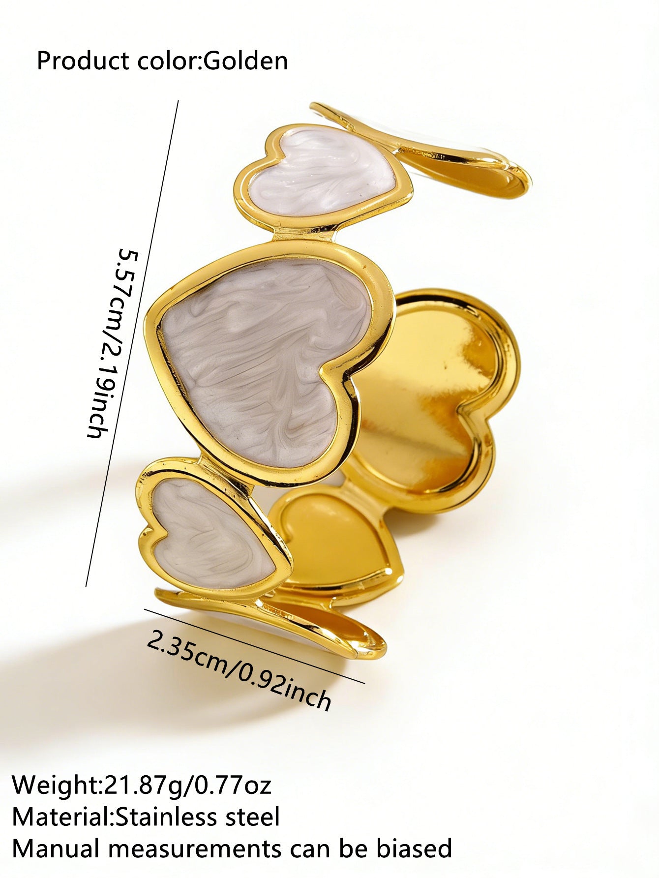 Elegant Minimalist Heart Drip Oil Stainless Steel Open Cuff Bracelet