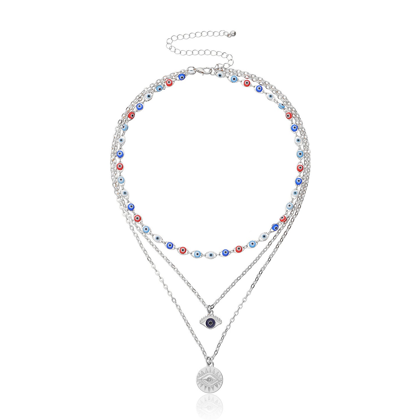 Collana con Ciondolo Occhio di Allah Geometrico Stile Punk da Donna, Catena Clavicola Placcata in Lega