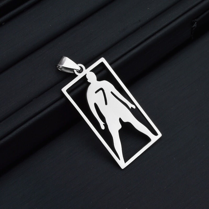 Hip-hop Streetwear Polished Titanium Steel Round Geometric Pendant Necklace for Men