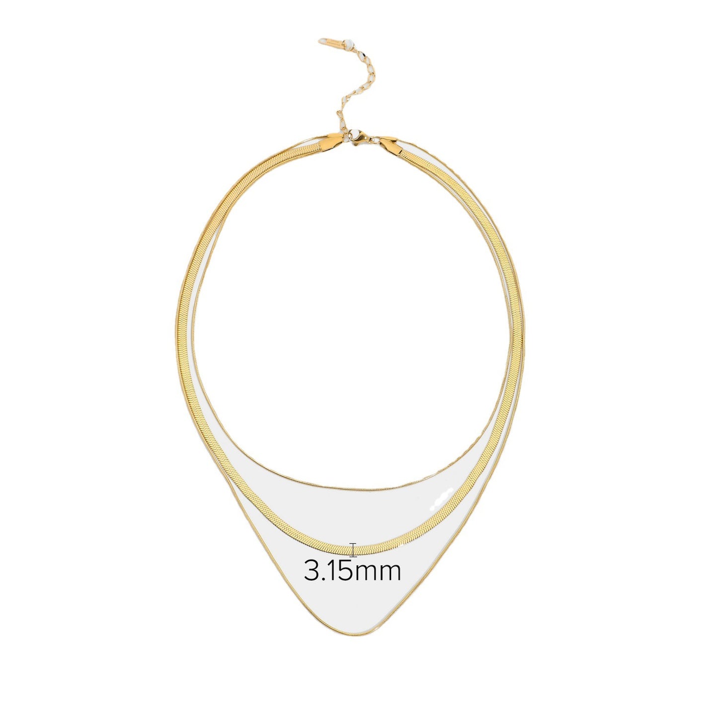 Collar de cadena de espina de serpiente de tres capas para mujer, diseño geométrico irregular, acero inoxidable con colgante de acero de titanio, chapado en oro de 14K, joyería de moda apilable