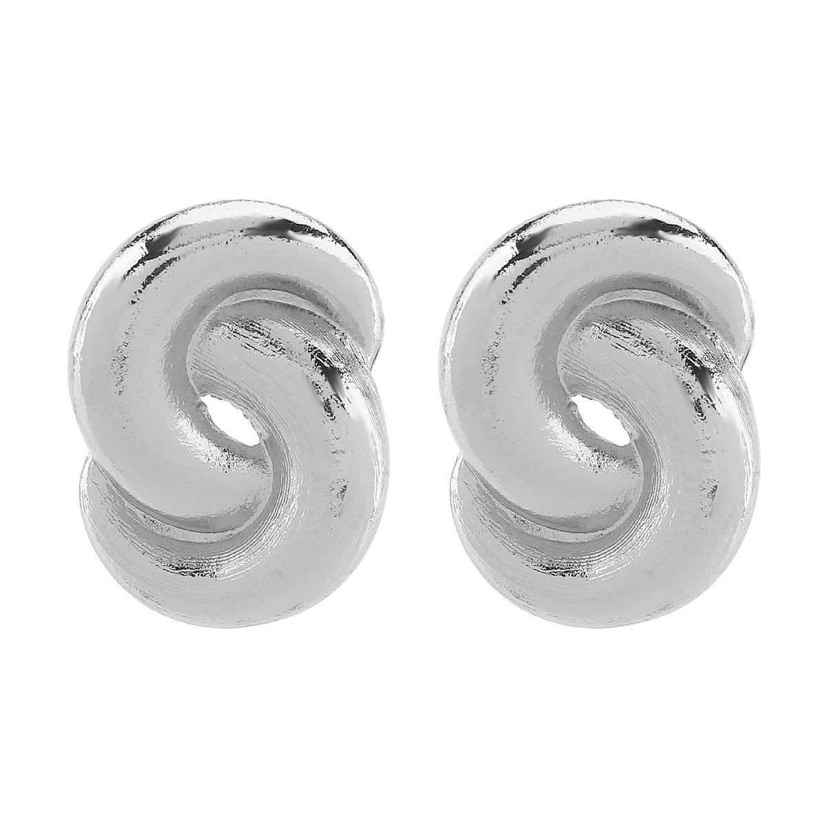 Aretes de tuerca con diseño geométrico de espiral minimalista de aleación con acabado enchapado para mujer