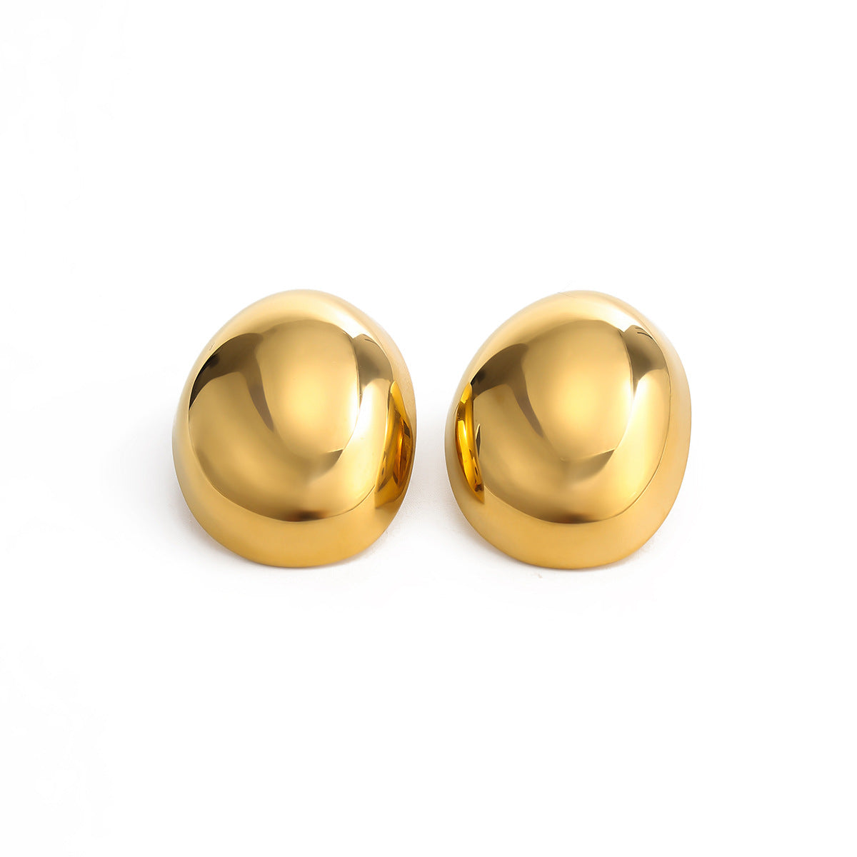 Minimalist Elegant Oval PVD Polished Stainless Steel Earrings for Women