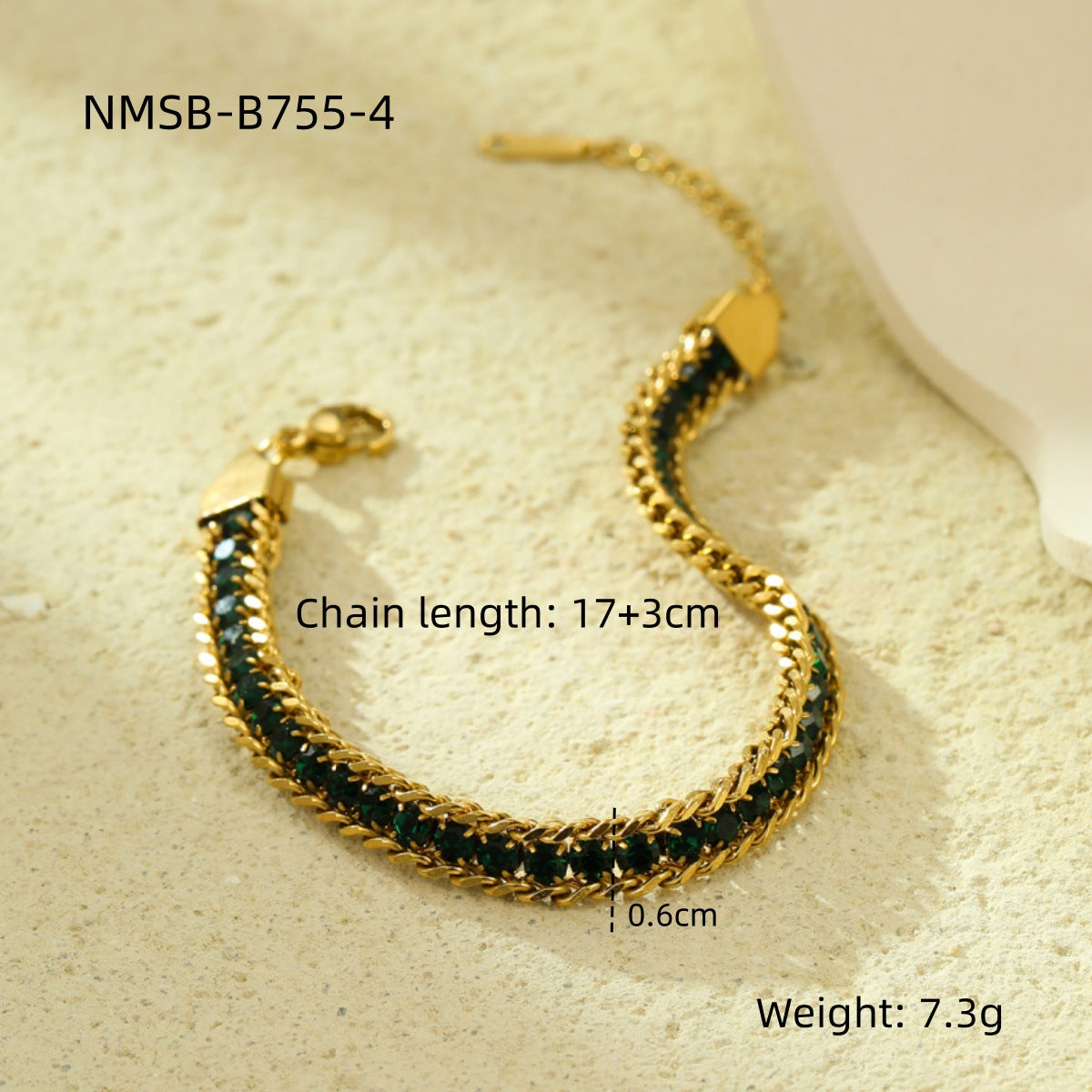 Minimalist Stainless Steel Bracelet with Titanium Steel Base, 18K Gold Plated Finish, and Colorful Zircon Inlay for Women