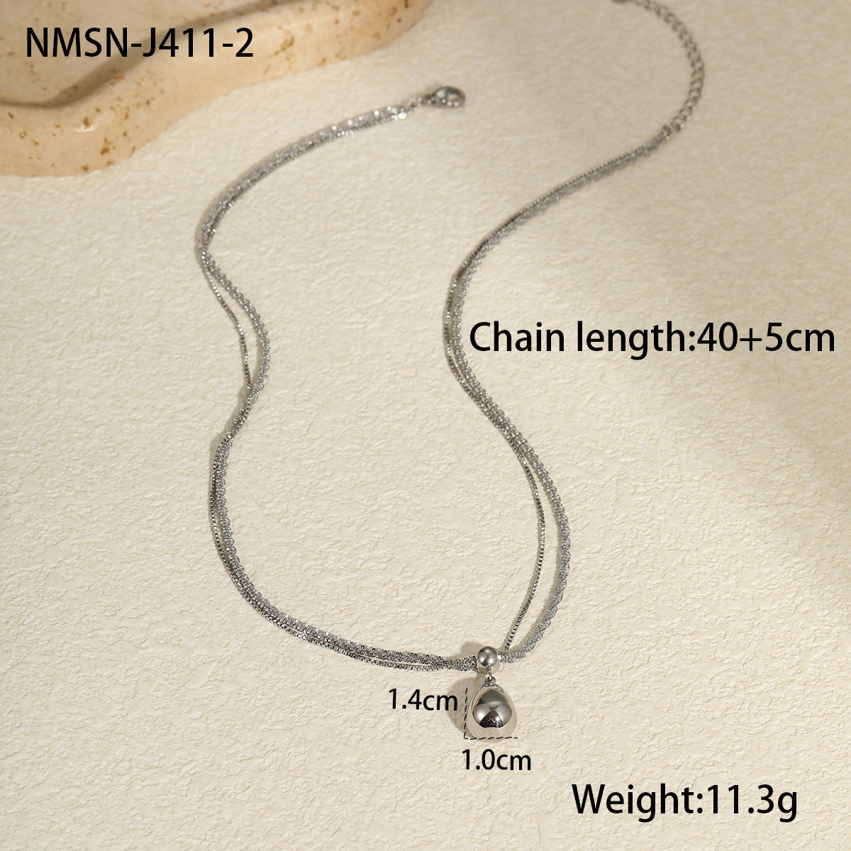 Minimalist Teardrop Pendant Necklace in Stainless Steel with 18K Gold Plating for Women