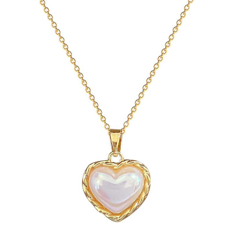 Collana Pendente Sirena Cuore Minimalista per Donne e Uomini in Acciaio Inossidabile Delicata Catena con Strass