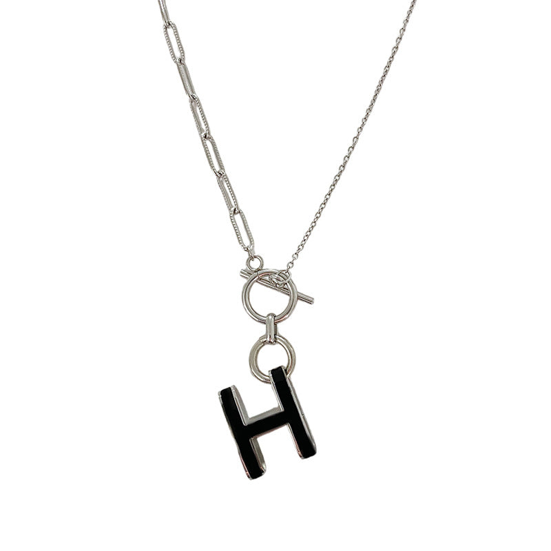 Sweet Punk Gold Plated Letter Titanium Steel Necklace with OT Clasp for Unisex
