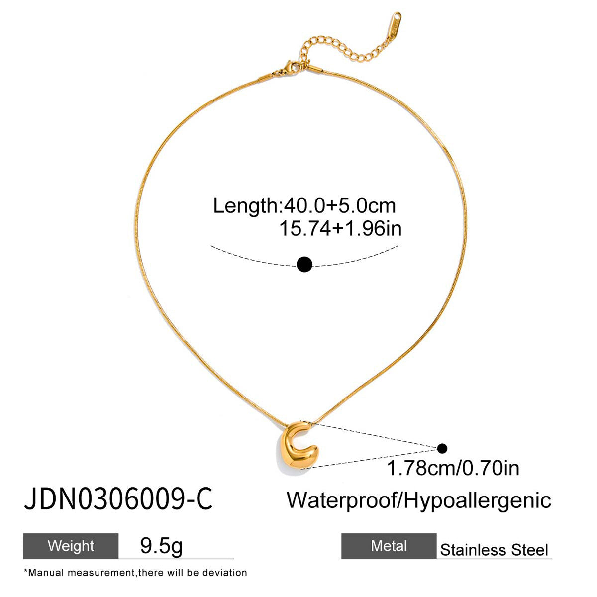 Collana da Donna con Ciondolo a Lettera Geometrica Minimalista in Acciaio al Titanio Placcato