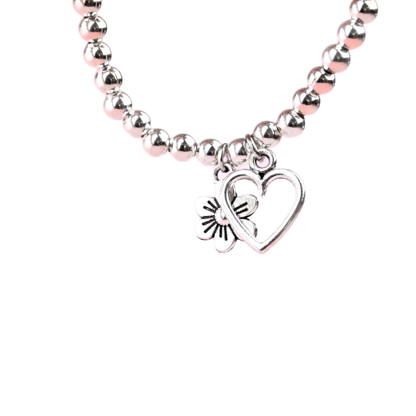 Minimalist Heart Floral Ball Chain Bracelet Stainless Steel Plated Women's Jewelry