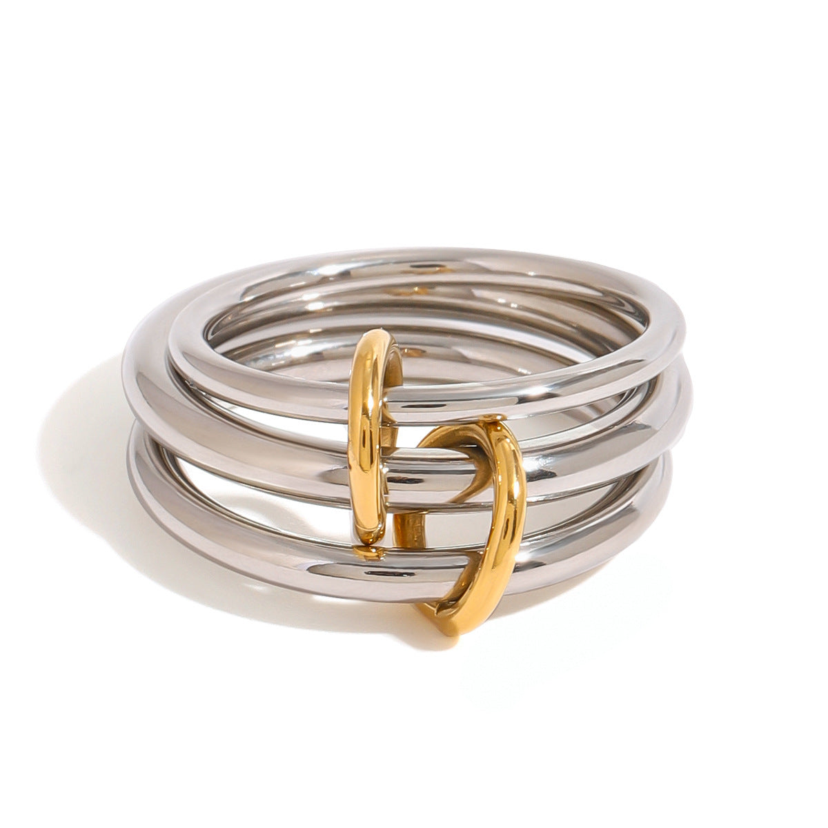 Anello da donna impilabile in acciaio inossidabile geometrico minimalista con placcatura