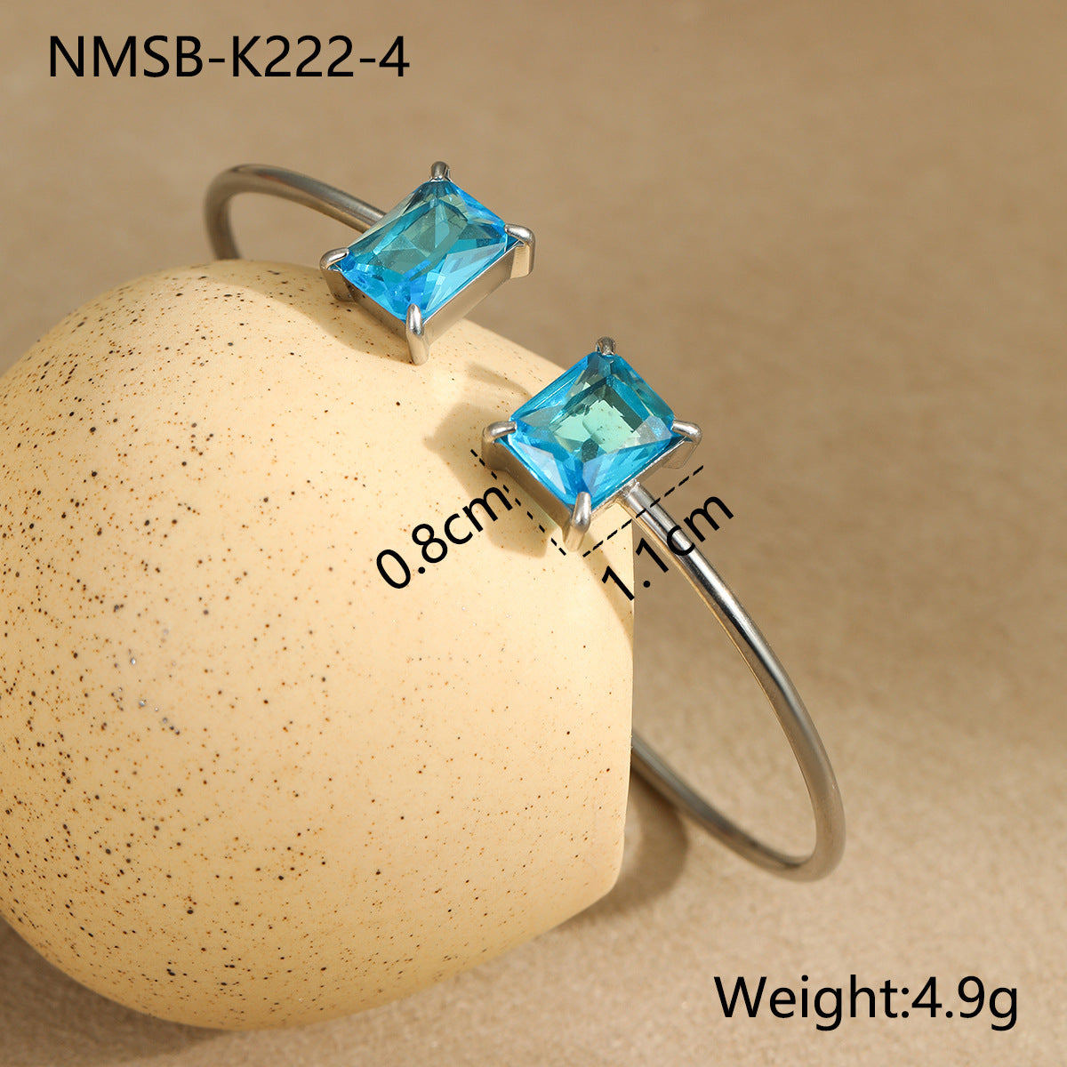 Minimalist Square Zircon Stainless Steel Bracelet with 18K Gold Plating for Women