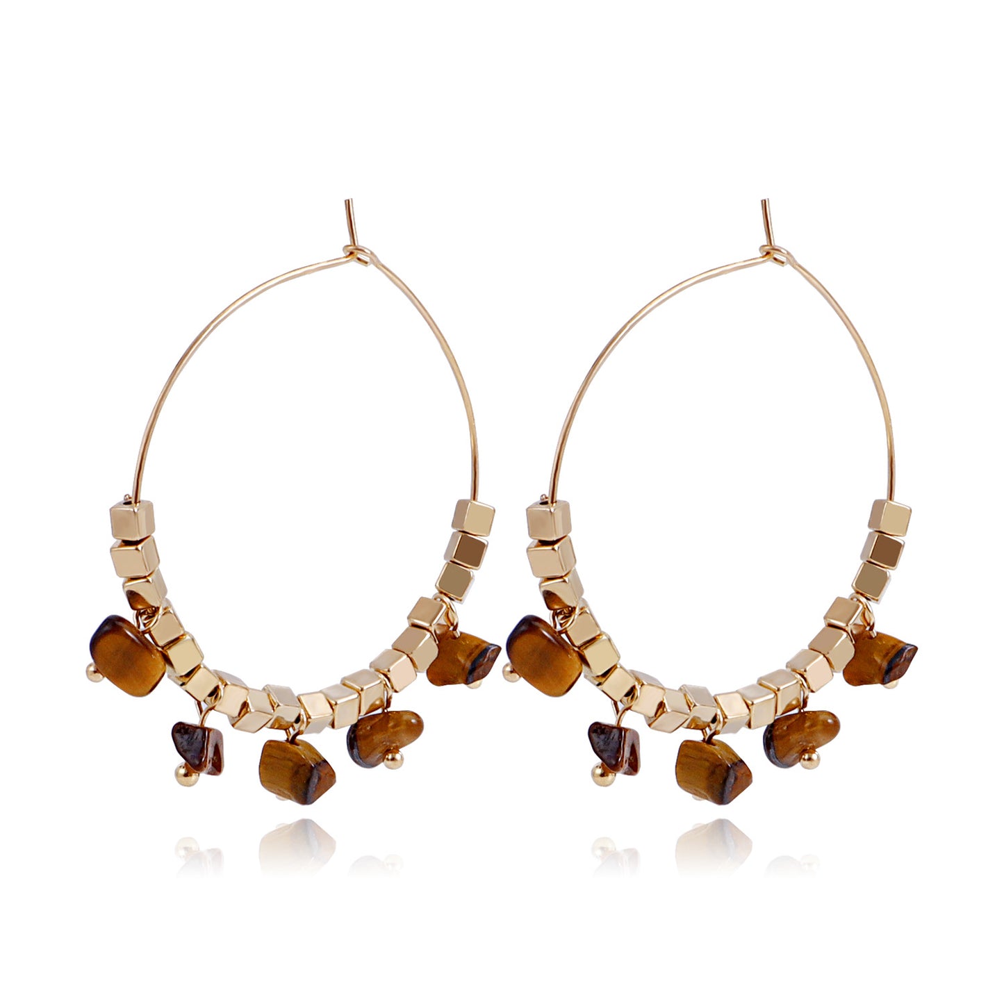 Pendientes de aro bohemios geométricos de turquesa para mujer con acabado de aleación chapada y motivo lunar inspirado en la naturaleza