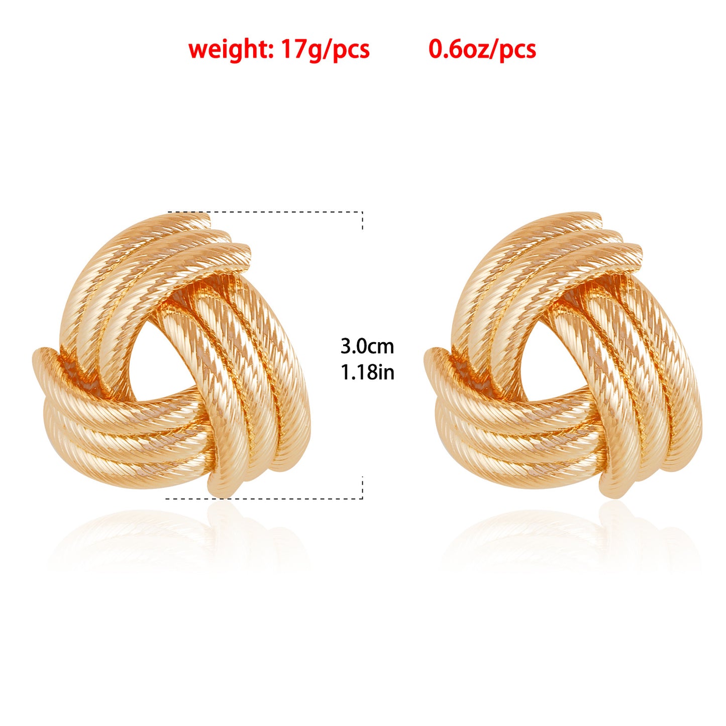 Vintage Geometric Metal Stud Earrings with Hollow Interwoven Design and Electroplated Finish