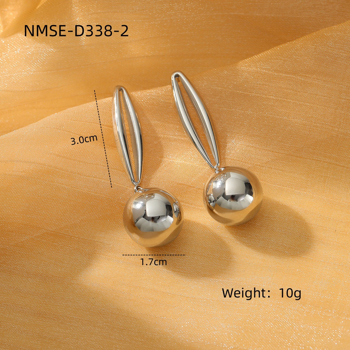 Pendientes de bola redonda de acero inoxidable geométricos calados minimalistas para mujer con acabado de oro de 18 quilates chapado al vacío