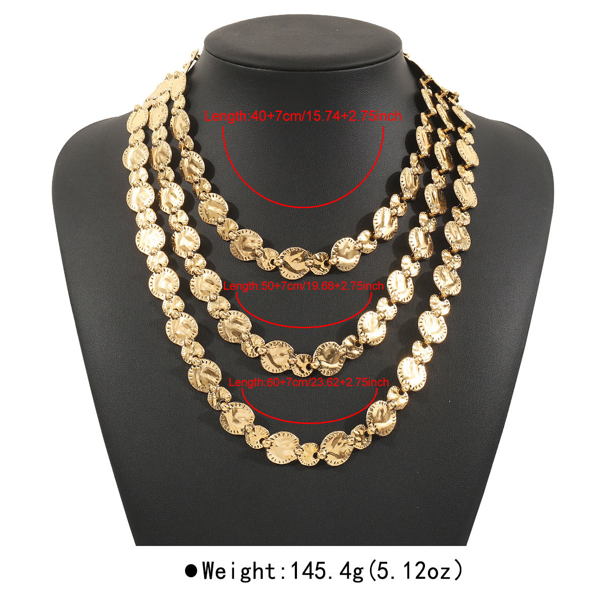 Geometric Pendant Necklace for Women Zinc Alloy Plated Multi-Layer Stackable Punk Street Style Statement Necklace