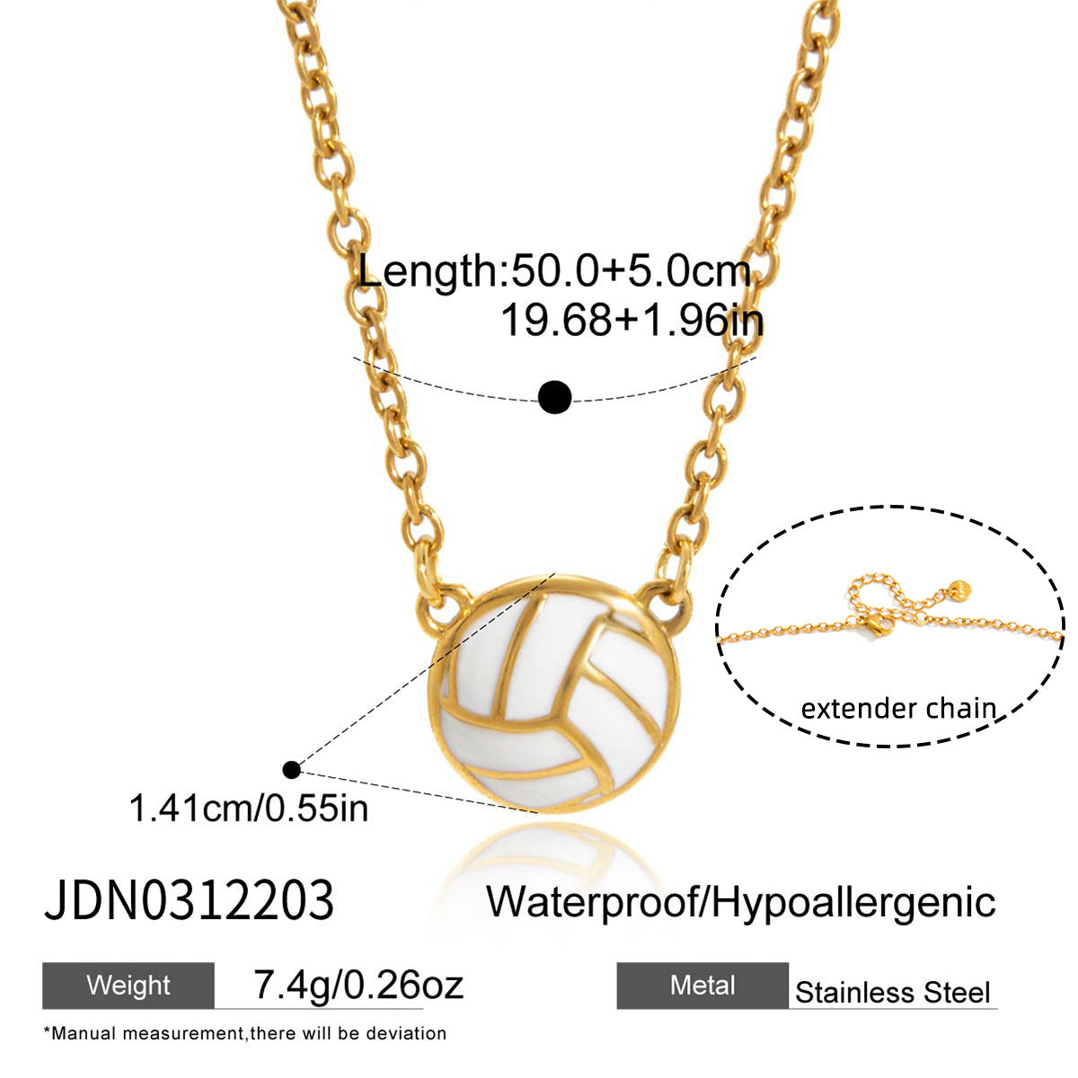 Geometric Drip Oil Stainless Steel Soccer Necklace for Women
