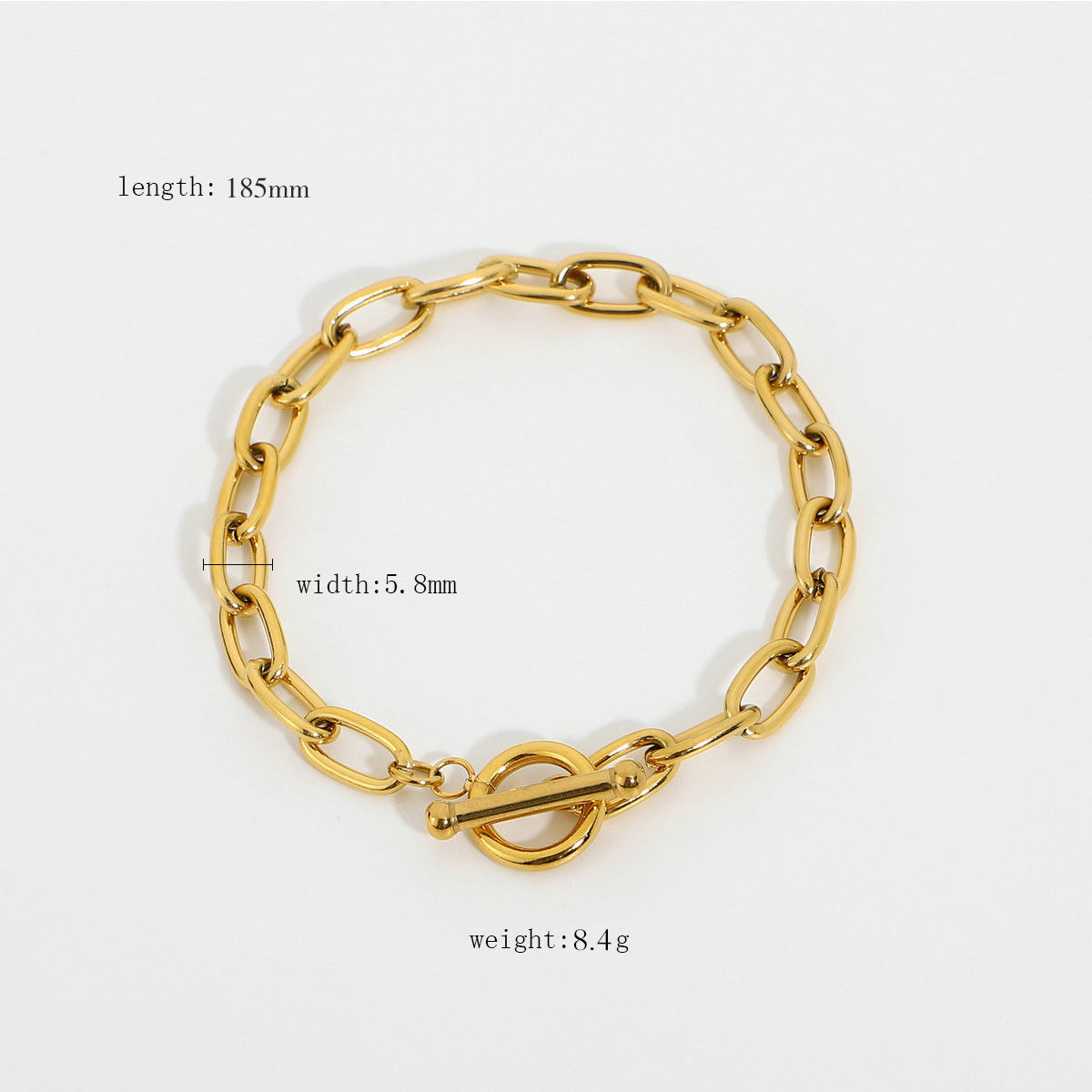 Minimalist Geometric Gold-Plated Stainless Steel Oval Link Bracelet for Women