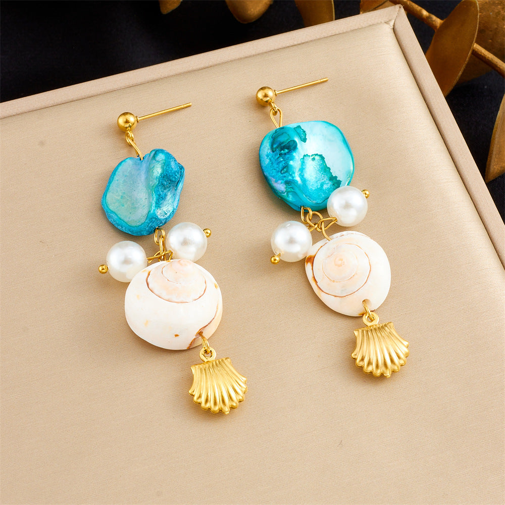 Seashell Pearl Stainless Steel Plated Jewelry Set for Women