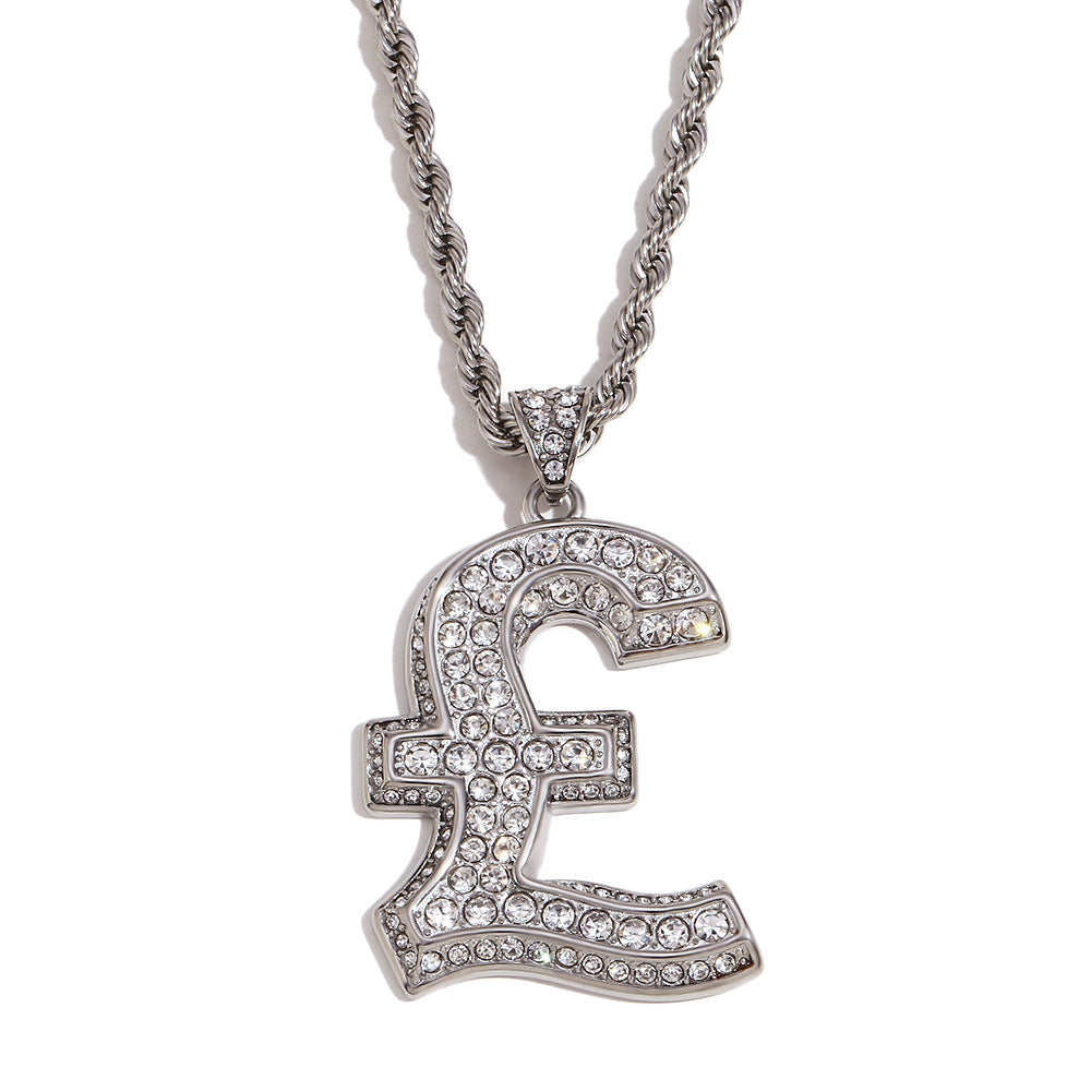 Minimalist Geometric Pendant Necklace for Women Stainless Steel with 18K Gold Plating and Full Rhinestone Accent on Twisted Cable Chain