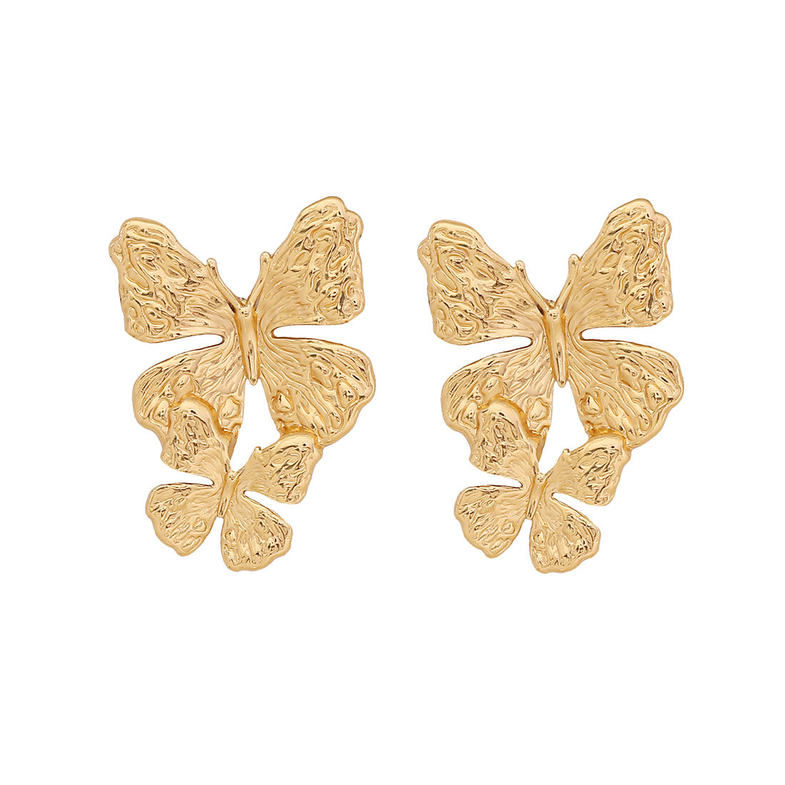Personality Heart Flower Stainless Steel Plated Stud Earrings