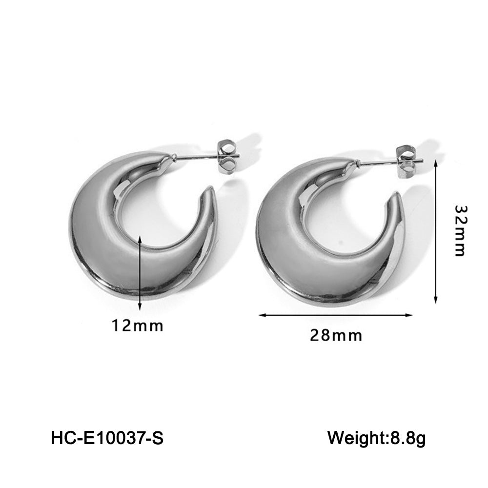 Orecchini da donna minimalisti geometrici cavi in acciaio inossidabile con placcatura in oro 18 carati