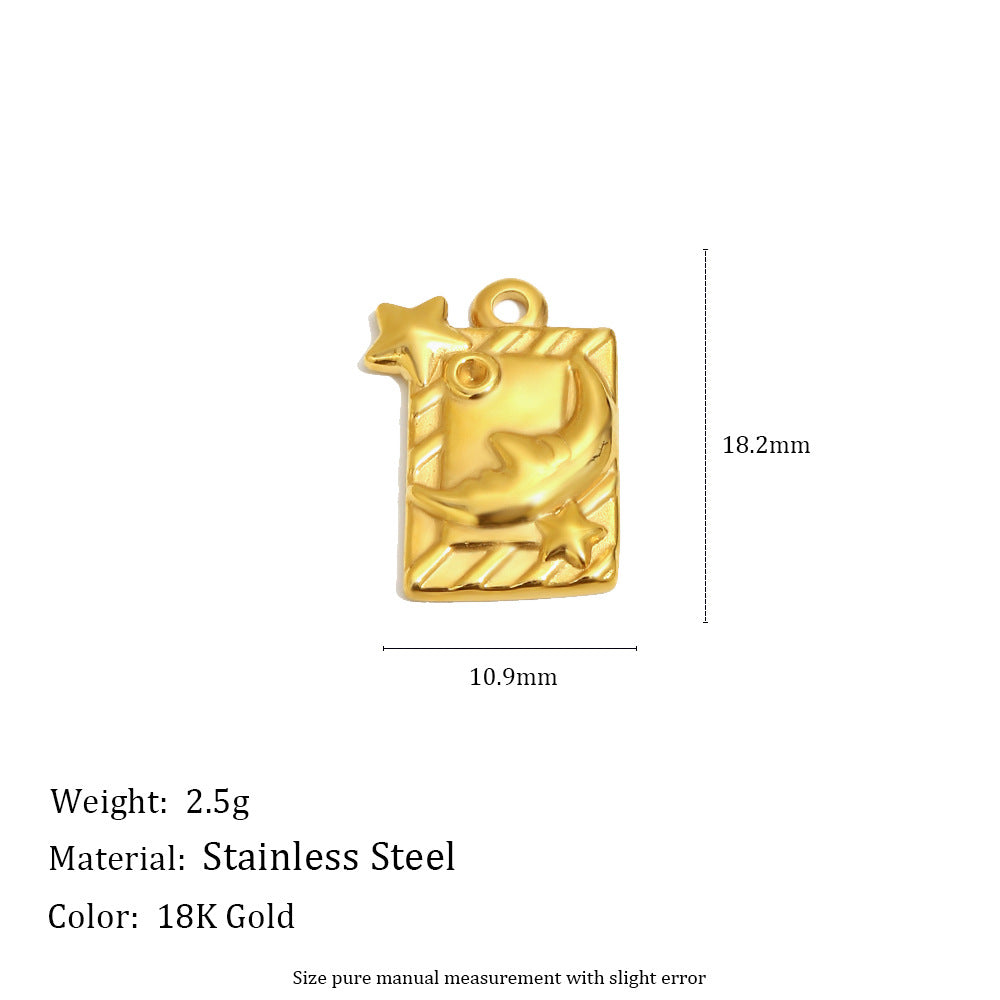 Minimalist Stainless Steel Gold Plated PVD Heart Square Star Moon Tulip Charm Bar