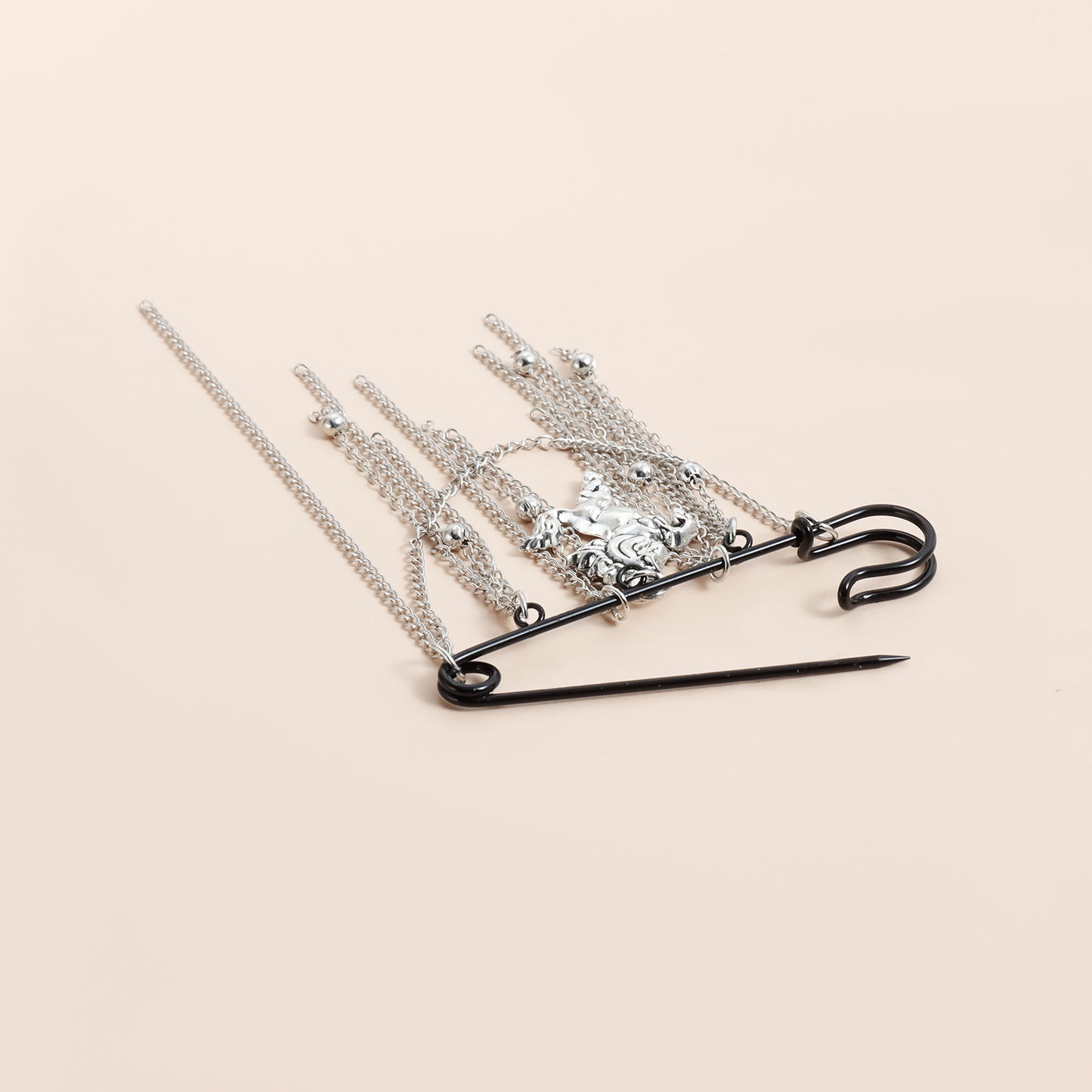 Geometric Two-Tone Alloy Plated Tassel Brooch for Women