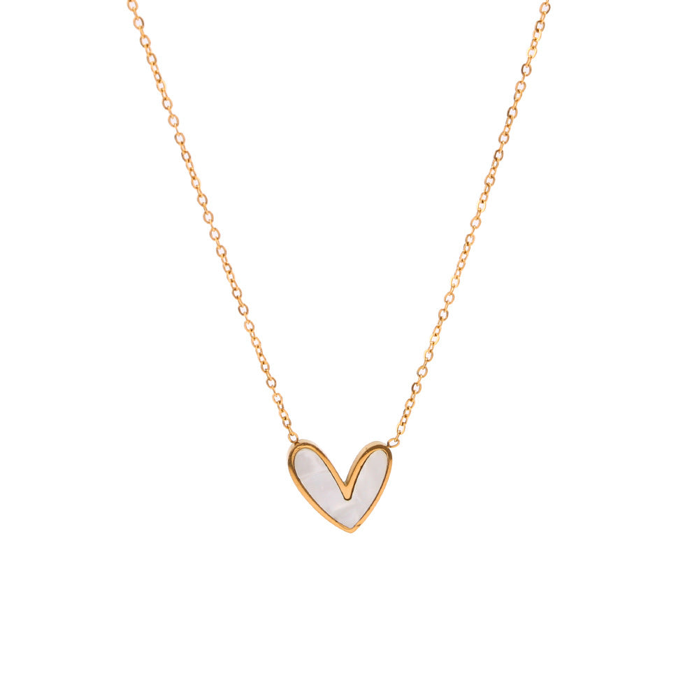 Asymmetrical Heart-Shaped Pendant Necklace in Titanium Steel with 18K Gold Plating for Women, Hypoallergenic and Tarnish-Resistant