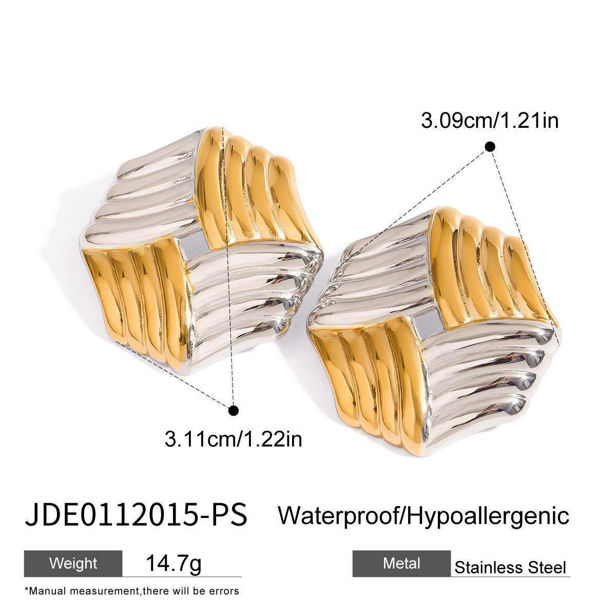 Luxury Geometric Square Stainless Steel and Titanium Steel Plated Earrings for Women