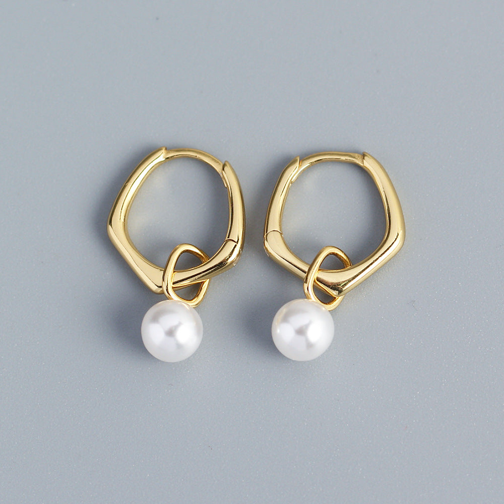 Orecchini a perno geometrici vintage in argento sterling S925 da donna con dettaglio lineare