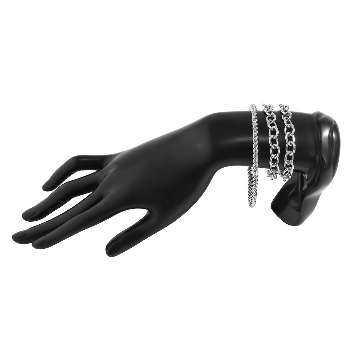 Set di bracciali geometrici minimalisti a croce con catena a maglie cave in metallo galvanizzato per donna
