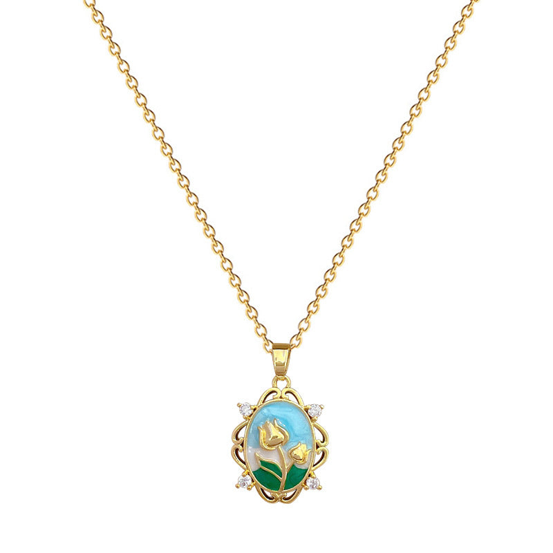 Collana con pendente a luna geometrica minimalista per donna e uomo in acciaio al titanio con intarsio di strass e catena sottile con locket