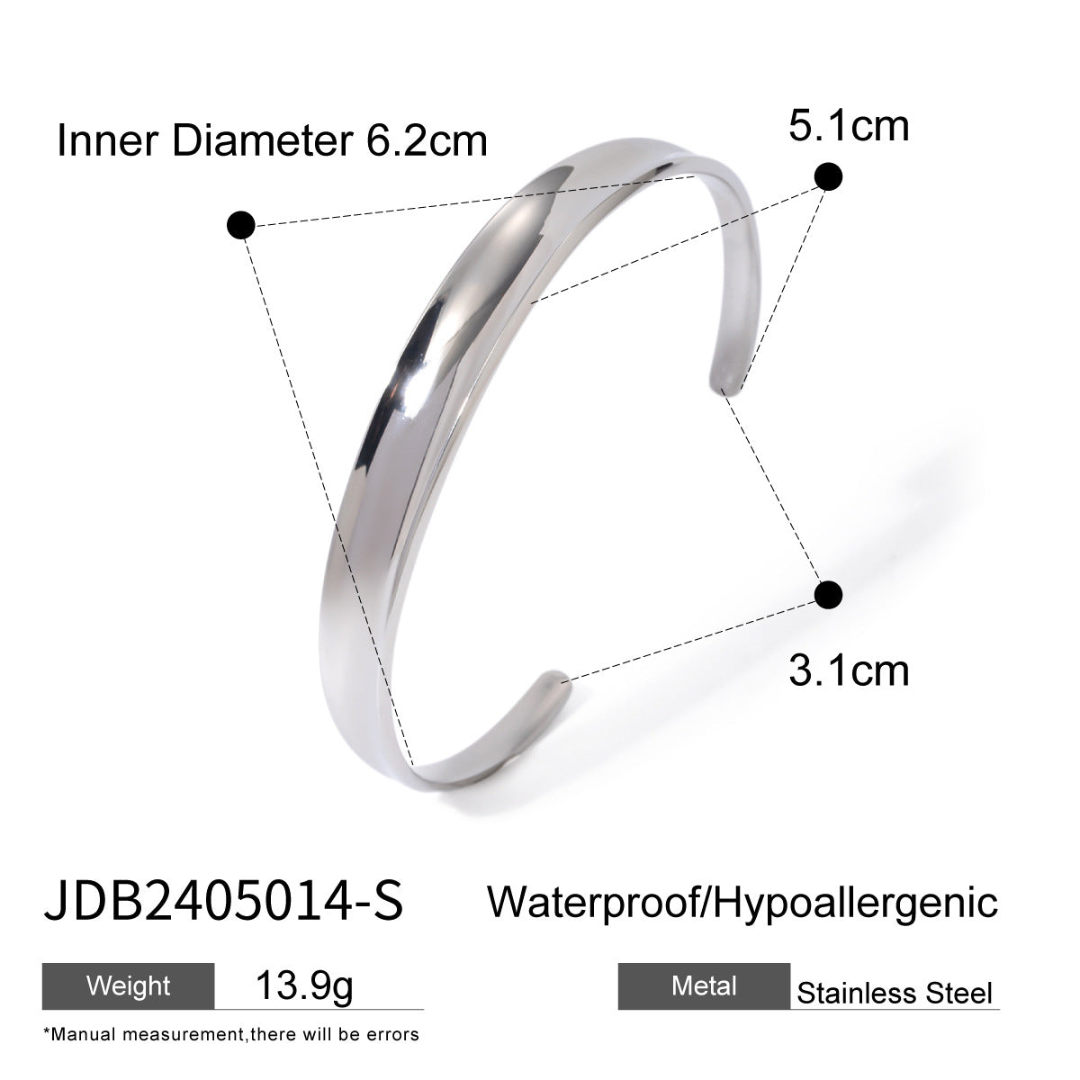 Bracciale a Polsino Minimalista in Acciaio al Titanio con Finitura Superficiale Concava e Convessa Placcato Oro 18K da Donna