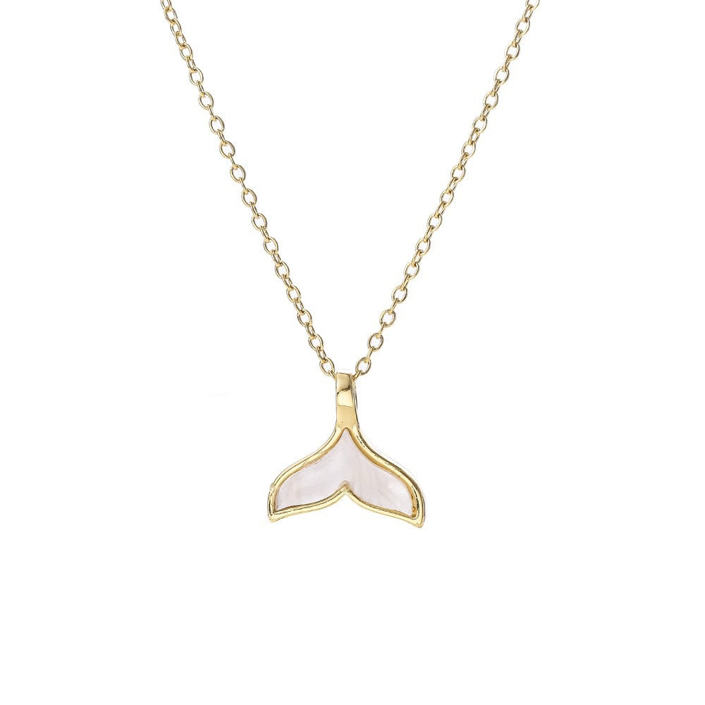Minimalist Seashell Mermaid Tail Pendant Necklace for Women Titanium Steel O-Chain with Plated Finish and Irregular Design