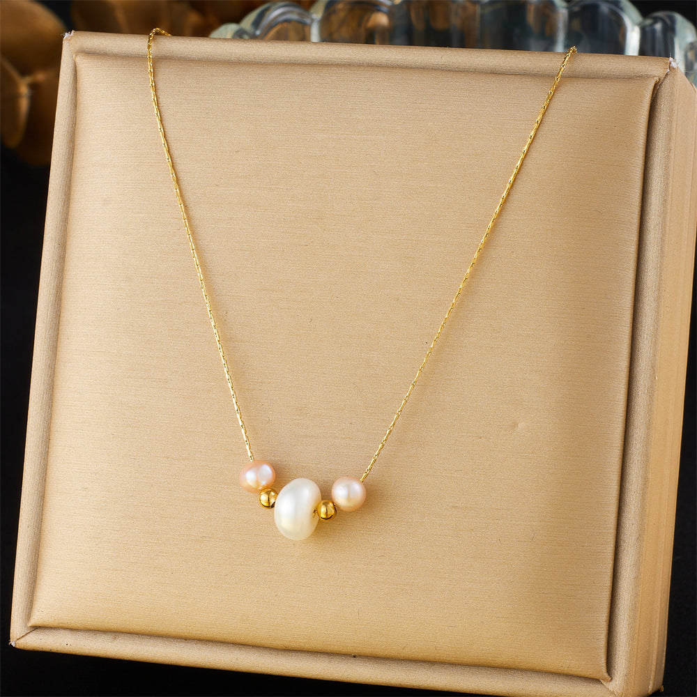 Minimalist Fashionable Irregular Geometric Stainless Steel Pendant Necklace for Women with Electroplated Finish and Box Chain