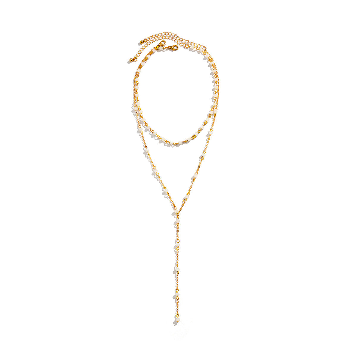 Vintage Geometric Round Crystal Plated Brass Ball Chain Necklace for Women
