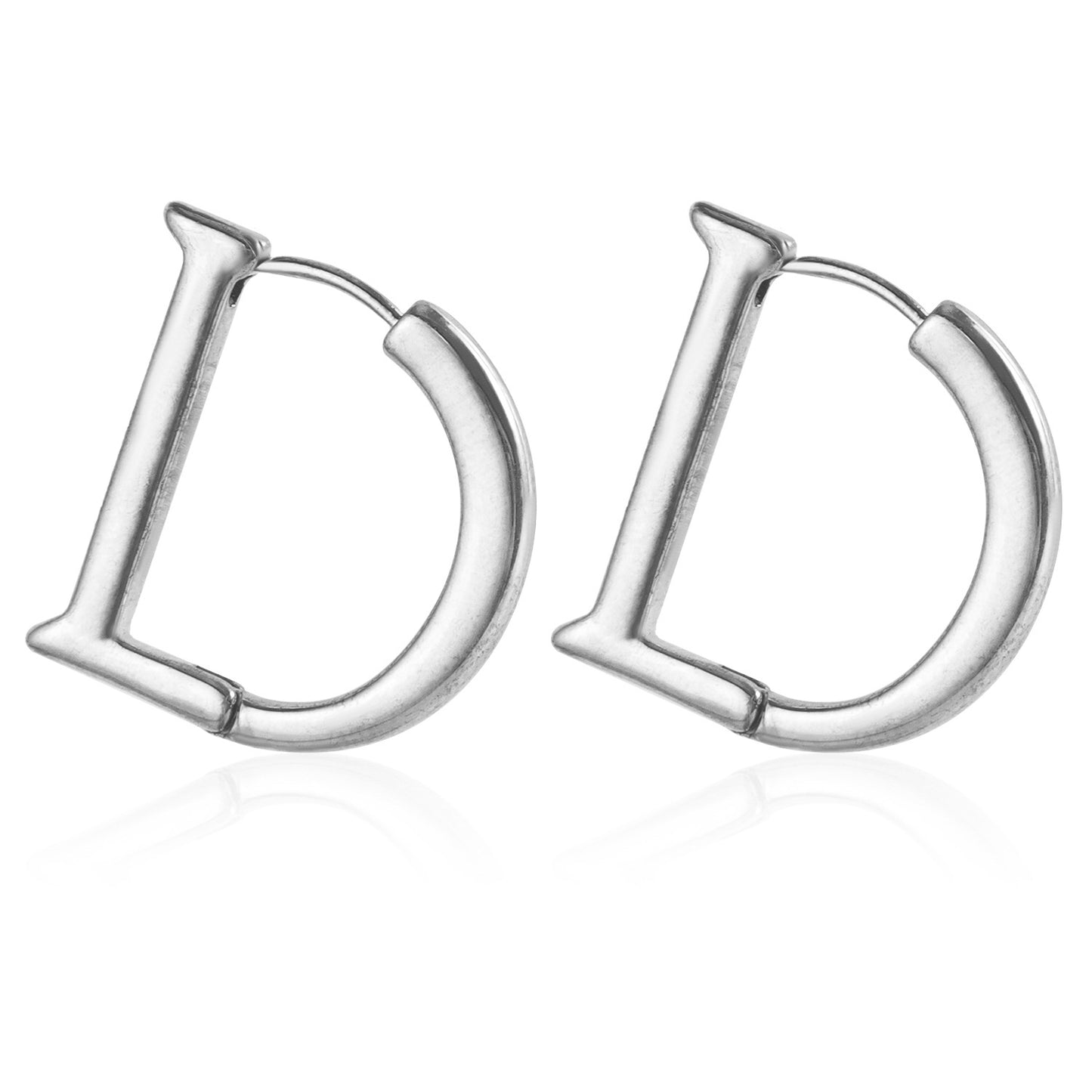 Minimalist Retro Letter D Metal Hoop Earrings with Plating Finish for Women