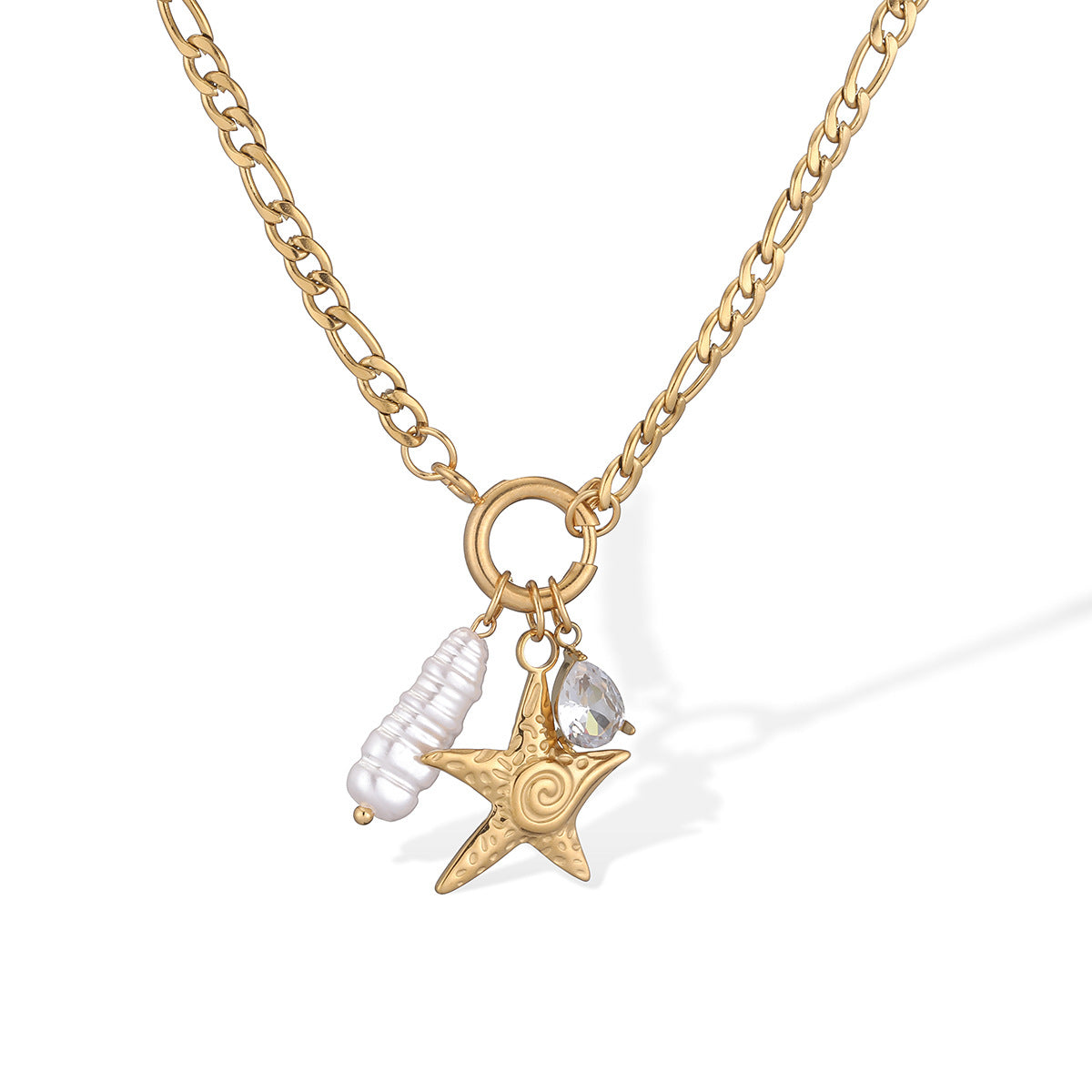 Minimalist Star-Shaped Gold-Plated Stainless Steel Pendant Necklace for Women