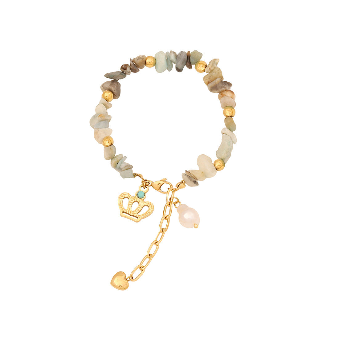 Bracciale da donna in acciaio inossidabile a forma di cuore con perline e motivo a occhio - Design originale