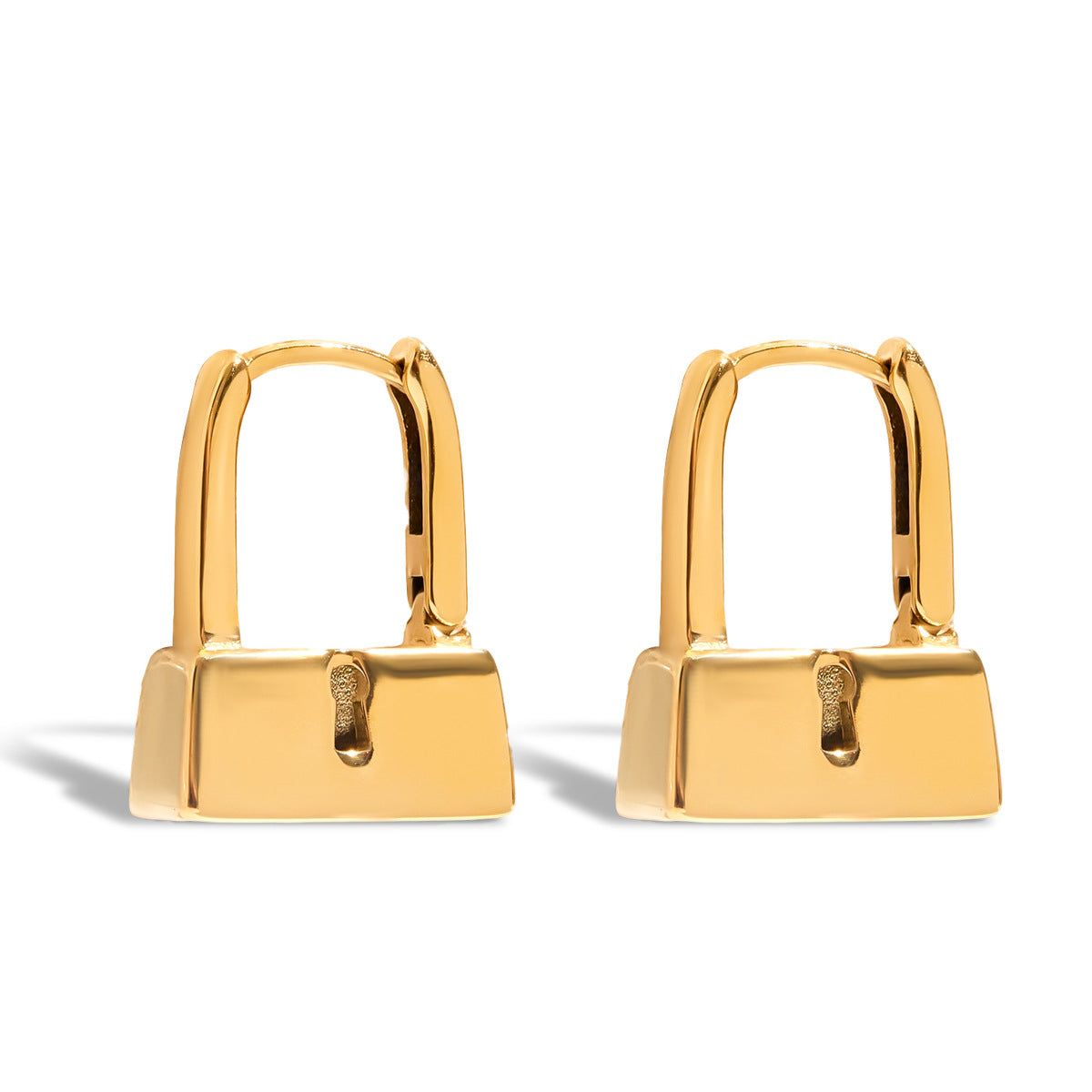 Orecchini geometrici in acciaio inossidabile placcato oro da donna, accessorio di moda minimalista, orecchini a perno in acciaio al titanio ipoallergenico