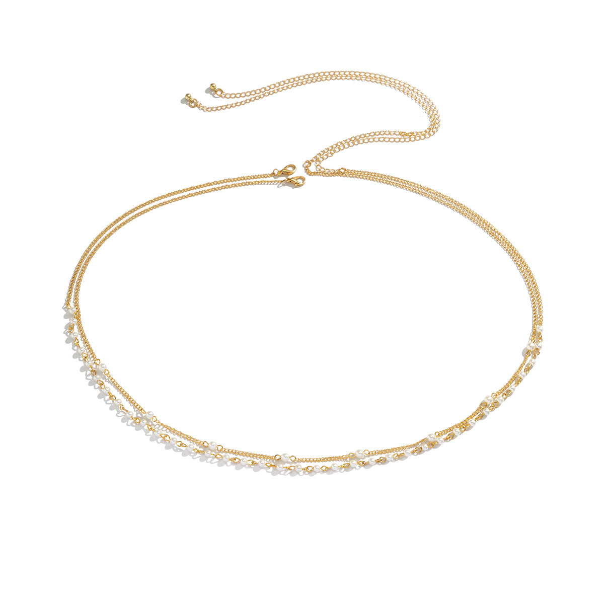 Minimalist Faux Pearl Tassel Metal Body Chain for Women