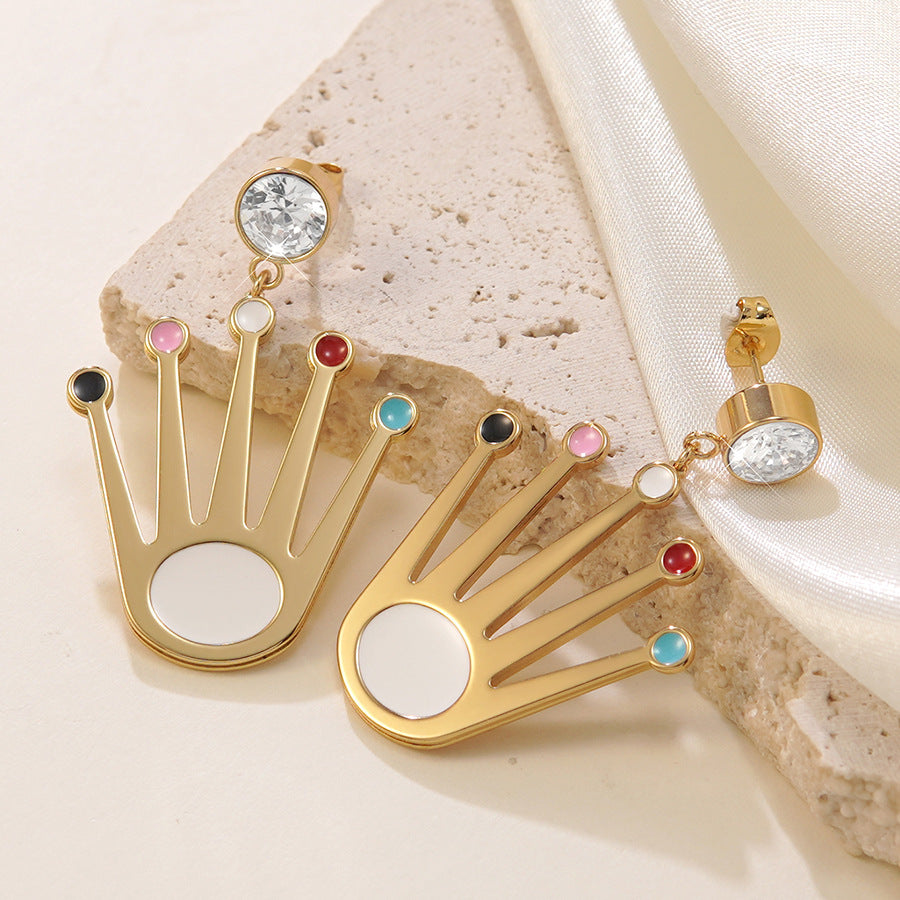 Elegant Casual Drip Oil Hand Shaped Stainless Steel Earrings for Women