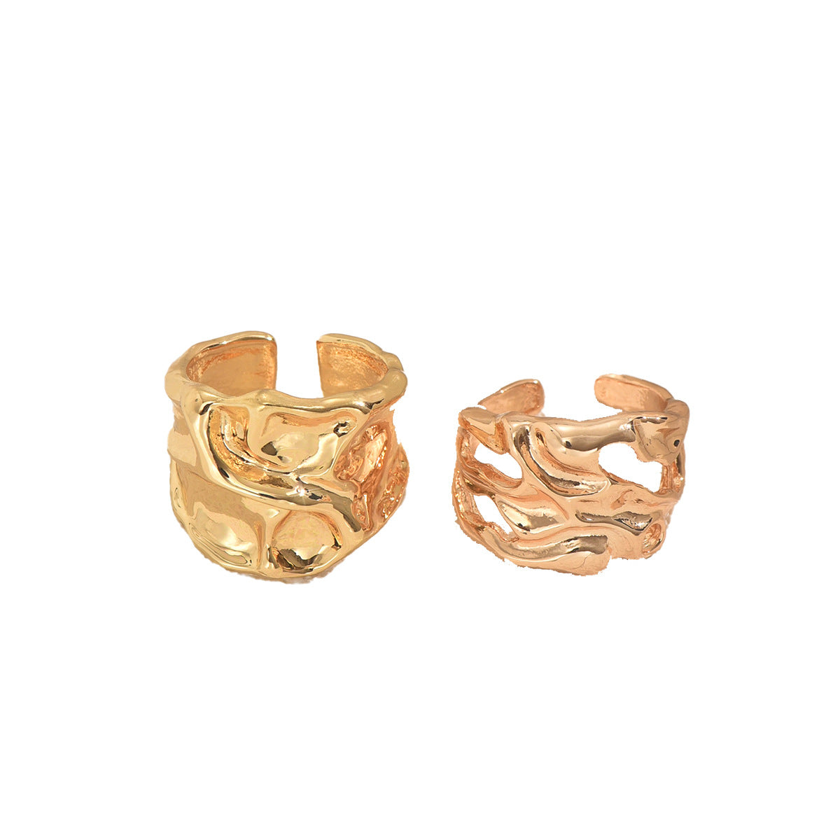 Juego de anillos abiertos geométricos para mujer, anillos de moda chapados en aleación de zinc con detalles circulares y en forma de aro