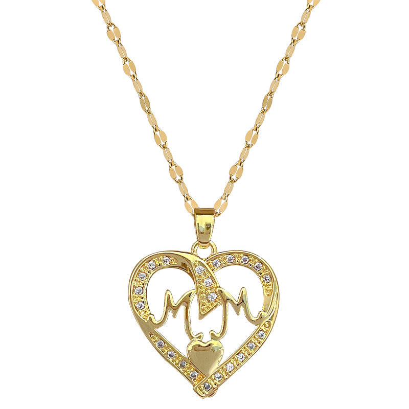 Collar Minimalista de Acero de Titanio con Forma de Corazón y Detalles de Circonita Cúbica para Mujeres y Hombres, Delicada Cadena a la Clavícula