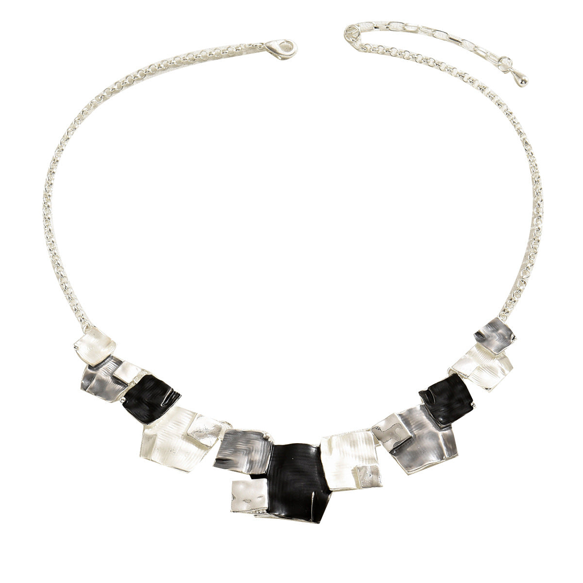 Collana con ciondolo quadrato in smalto geometrico colorato da donna con catena in lega in stile moderno minimalista